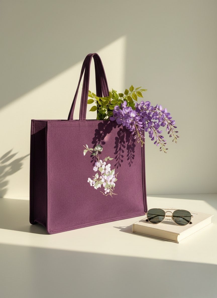 Purple tote bag