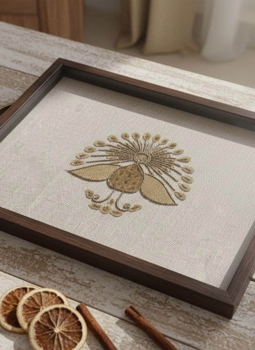 Golden Peacock Jute Serving Tray